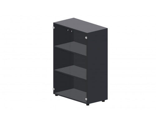 Шкаф 80х44х118см для документов (2 стеклянные тонированные двери, 2 полки, ручки скобы и кнопки - хром)