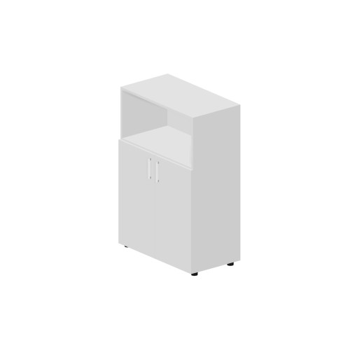Шкаф 80х44х118см для документов (2 двери с доводчиками + ниша, 2 полки, ручки - хром)