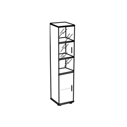 Шкаф узкий 1 стеклянная дверь Модерн