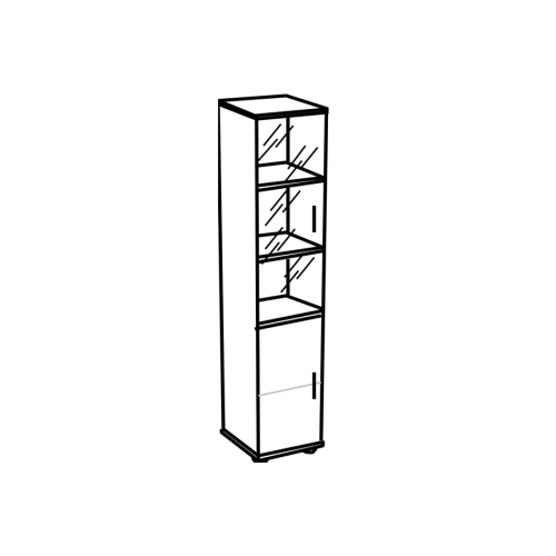 Шкаф узкий 1 стеклянная дверь Модерн